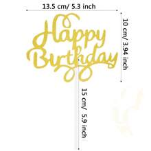 8 件生日快乐蛋糕装饰物、生日派对蛋糕装饰品和用品 - 彩色 - 查看 3