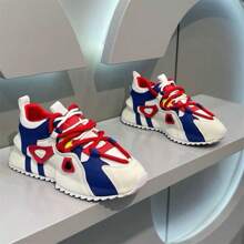 Men's Casual And Fashionable Low Cut Lace Up Sports Shoes, Suitable For Outdoor Walking, Jogging, Camping, Comfortable And Fashionable Thick Soled Shoes - 藍白色 - 查看 2