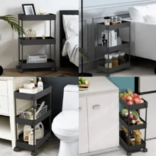 Multifunctional Storage Cart For Bathroom And Kitchen - Black - View 3