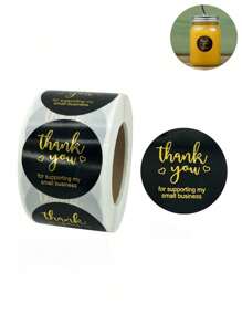 1 卷/500 张彩色铝箔感谢贴纸多样包装，适用于信封、礼物、婚礼、圆形装饰标签 - 彩色 - 查看 6