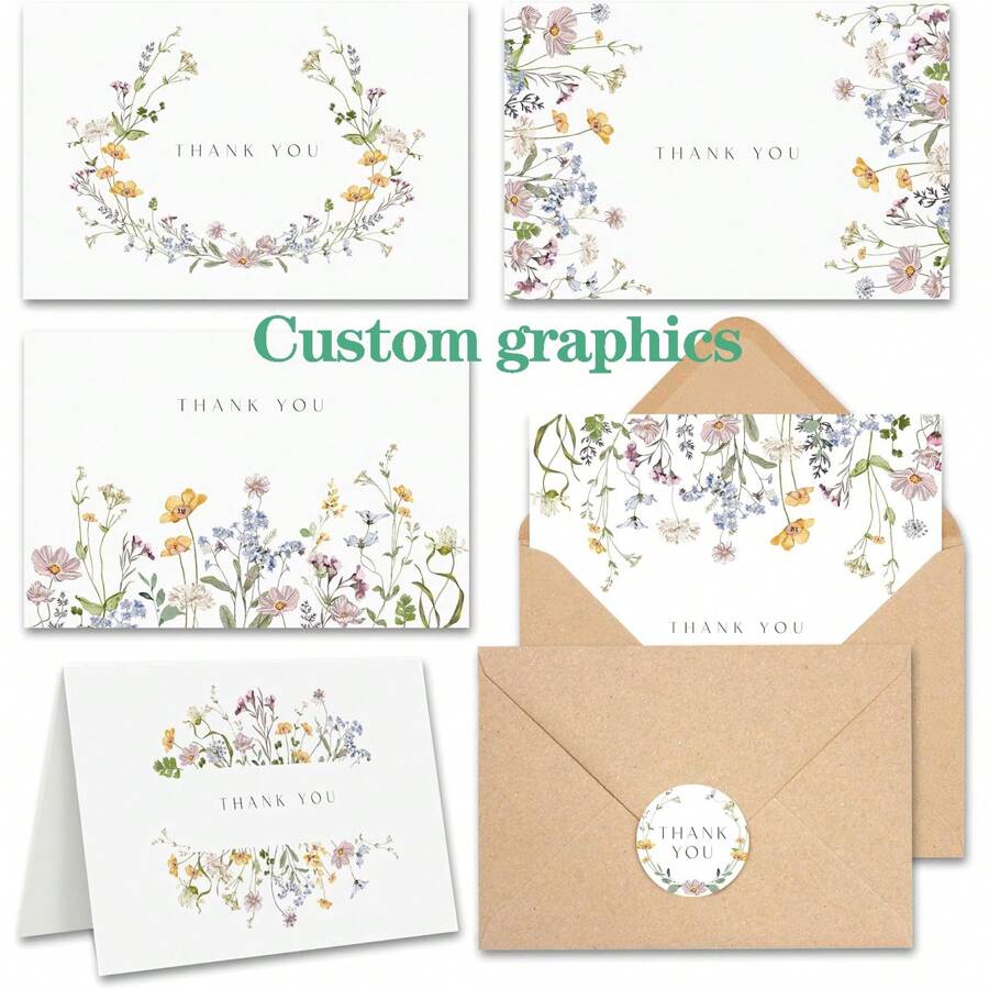 24/48/96 Thiệp Cảm Ơn Hoa Có Phong Bì (20 Gói 4x5.5) - Thiệp Cảm Ơn kèm Phong Bì và Nhãn Dán - Dùng cho Sinh Nhật, Đám Cưới, Tiệc Cô Dâu, Thiệp Cảm Ơn với Bề Mặt Mờ, Đa Chức Năng, Trang Trí, Có Thể Tái Sử Dụng, Có Keo Dán, Dễ Thương, Nhiều Màu Sắc, Tùy Chỉnh, Cá Nhân Hóa, Độc Đáo, Quà Tặng Lý Tưởng Cho Cô Ấy, Bạn Trai, Bạn Gái, Bố, Mẹ, Bạn Bè, Gia Đình, Con Trai, Con Gái, Học Sinh, Công Nhân, Trẻ Em, Trường Học, Văn Phòng, Nhà Cửa, Không Khí Kỳ Nghỉ, Vật Dụng Cần Thiết Cho Đám Cưới, Không Gian Ấm Áp, Nhà Cửa & Sinh Hoạt, Đồ Thủ Công Cưới Tùy Chỉnh, Lịch Lễ Hội - Tùy chỉnh - Xem 1