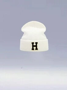 1 件儿童 26 字母针织帽，温暖、可爱、日常时尚、返校 - 白色 - 查看 79