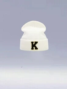 1 件儿童 26 字母针织帽，温暖、可爱、日常时尚、返校 - 白色 - 查看 81