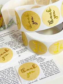 1 卷/500 张彩色铝箔感谢贴纸多样包装，适用于信封、礼物、婚礼、圆形装饰标签 - 彩色 - 查看 4