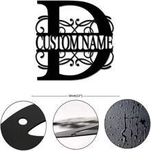 CIF BUY Nghệ thuật treo tường bằng kim loại được cá nhân hóa - Chữ cái đầu tùy chỉnh & Tên gia đình, Thiết kế chùm sáng | Đồ trang trí bằng sắt thép tái sử dụng cho nhà, hiên nhà, vườn - Nhiều màu - Xem 26