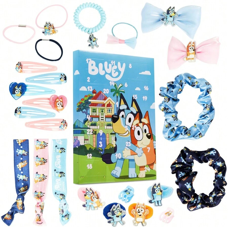 Bluey Advent Calendar 2024 Hair Accessories Christmas Countdown Gift - Blue - View 1