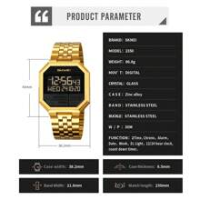 Men Digital Watch Skmei 2350 Stainless Steel Strap 30 Meters Waterproof Luxury Gold Wristwatch - Một cỡ - Xem 11