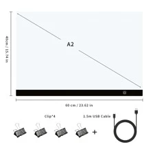 Elapoid 1 pièce Super grande planche lumineuse LED A2/A3/A4/A5 haute luminosité pour copier, planche lumineuse LED pour kit de peinture de diamant, planche lumineuse pour art de diamant, planche lumineuse à tracé alimentée par USB pour peinture, croquis, animation, avec 4 pinces, cadeau de Noël Halloween (noir, rouge, bleu, jaune disponible)