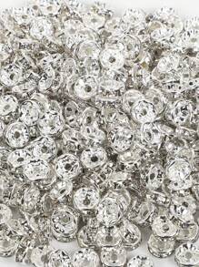 100 颗圆形间隔珠镀银捷克水晶水钻用于珠宝散珠手链 - 銀色 - 查看 11