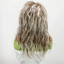 Peruka retro punk rockowa z lat 70. i 80. – odporna na ciepło, długa, kręcona, brązowo-biała peruka syntetyczna, unisex, odpowiednia do cosplayu - Kolor fortepianowy - Zobacz 6