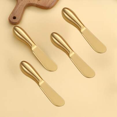 2st/4st rostfritt stål Deluxe guld smörknivset, ostkniv i rostfritt stål, smörknivset, dagligt kökssmetikkniv, lämplig för ost, kallt smör, sylt, bakverk, perfekt för kök och restaurang, perfekt present till ostälskare