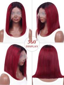 Tóc giả BOB Lace Front 1B99J dành cho phụ nữ da đen, kiểu tóc thẳng 13*4*1, màu đỏ tía, tóc thật, kiểu T-part, mật độ 180%, đường chân tóc tự nhiên đã được tỉa sẵn với tóc con. - S1B/99J - Xem 5