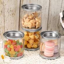 12pcs Transparent Empty Paint Cans Cylinder Paint Bucket Containers With Lids Handle For Candy Cookies - 12pcs Set - View 2