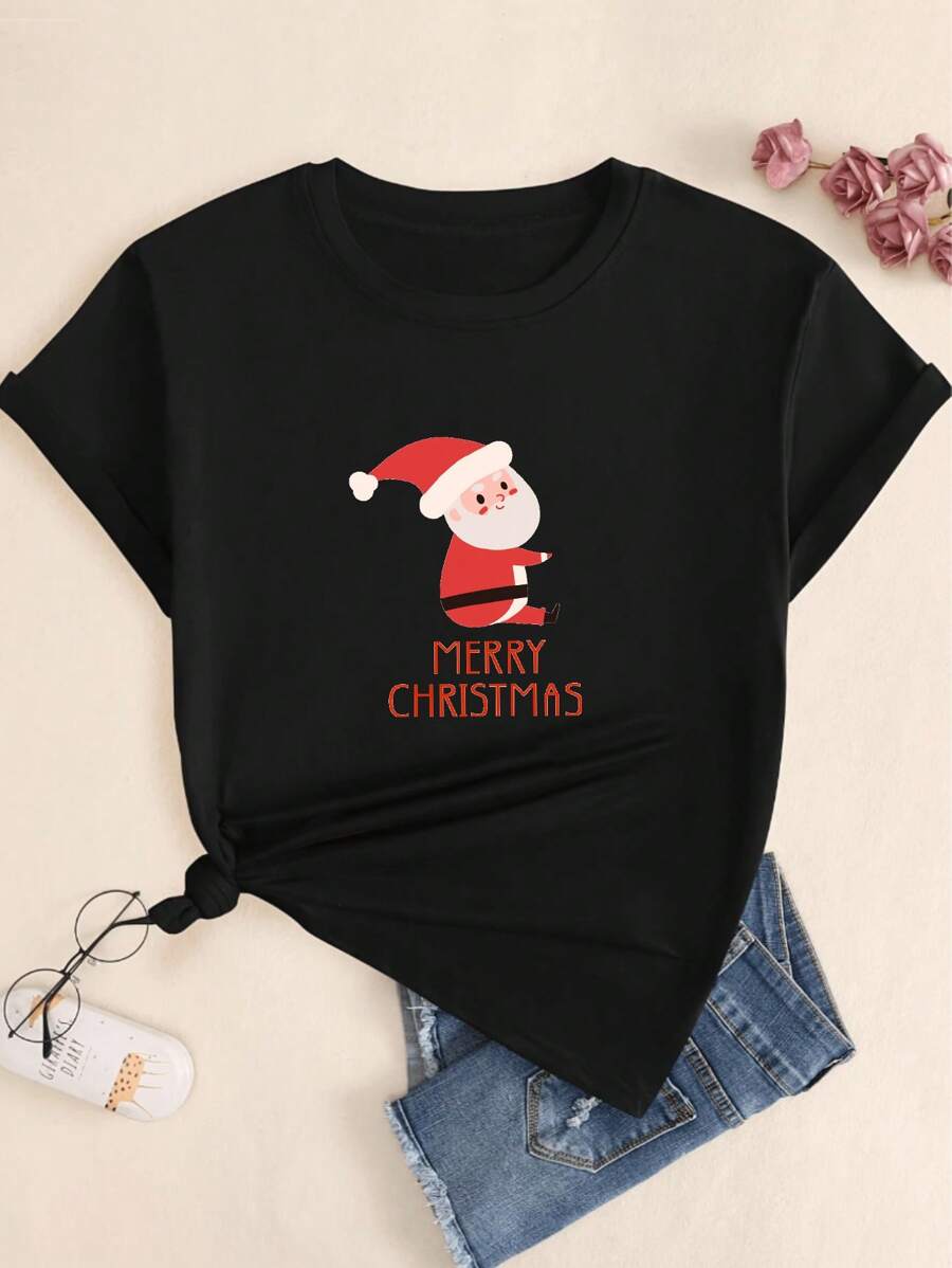 Christmas T-Shirt Cotton Modern Style Classic T-Shirt Blouse Comfort Premium Elegant - Vì vậy - Xem 1