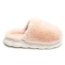 Cute Solid Color Plush House Slippers, Winter - Pink - View 2