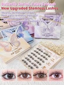 36pcs/Pack, High Volume, Length 8-13mm, Thickness 0.07, C Curl, Glue-Free 6D Butterfly Series Natural Realistic 3D Mink-Like Lash Extension, No Stem