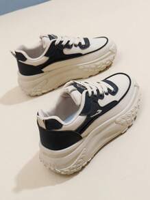 New Style Korean Version Chunky Sneakers For Women, 2024 Autumn Season Student Sports Running Casual Shoes, Platform Increase Height - Black - View 4