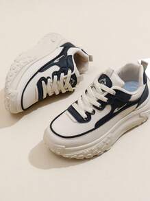 New Style Korean Version Chunky Sneakers For Women, 2024 Autumn Season Student Sports Running Casual Shoes, Platform Increase Height - Black - View 8