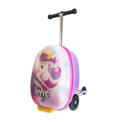 Flyte Scooter Suitcase Folding Kids Luggage - Luna The Unicorn