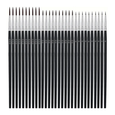 30pcs Detail Paint Brush Set: #0, #00, #000 Multi-Function Brushes, Suitable For Miniature Models & Crafts - Watercolor, Acrylic, Oil Painting - Nylon Hair Back To School,Back To School,School Supplies
