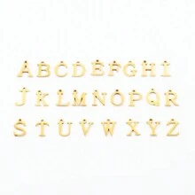 1pc Simple Gold Color Initial Pin Stainless Steel Chain Bracelets For Women