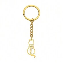 Custom Cute Cat Name Keychain For Women Men Stainless Steel Personalized Customized Car Key Chain Keyring Trinket - Multicolor - View 7
