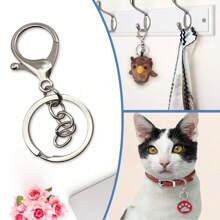 12/20/30个装龙虾爪扣钥匙扣，DIY工艺钥匙扣配件，带钥匙圈夹钩，适用于钥匙圈制作、珠宝制作，金属龙虾扣旋转触发夹，带开口钥匙圈 - 中8龍蝦扣 - 查看 5