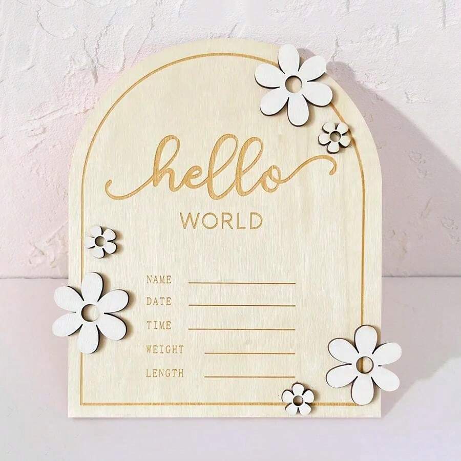 Cartello Annuncio Nascita In Legno Per Neonato - 10 E 15 Cm - Personalizzabile Con Nome, Peso E Data - Ricordo Battesimo - 2