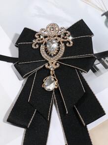 1 pièce Broche vintage avec nœud, ornée de strass brillants et d'une croix, pour femmes. Broche multifonctions pour foulard, convient pour l'école, les fêtes, les représentations sur scène, l'accueil - A - Voir 2