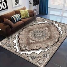 1pc Bohemian Vintage Floral Pattern Square Area Rug, For Bedroom And Living Room Decor, Indoor Use Home Decor Floor Mats Carpets Bathroom Kitchen Decor - Khaki - View 6