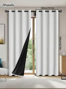 1 pieza/2 piezas Cortina térmica con recubrimiento aislante negro, adecuada para sala de estar, dormitorio, cocina, baño, decoración del hogar, decoración de habitaciones