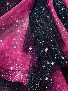 BTDREAM Spring Autumn Long Sleeve Girls Dresses Cartoon Unicorn Princess Dress Patchwork Asymmetric Mesh Snowflake Young Girl Party Costumes - Black - View 7