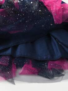 BTDREAM Spring Autumn Long Sleeve Girls Dresses Cartoon Unicorn Princess Dress Patchwork Asymmetric Mesh Snowflake Young Girl Party Costumes - Black - View 9