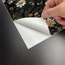 1卷波西米亚花卉黑金色复古接触纸，自粘式剥离粘贴壁纸，可拆卸防水墙壁和卧室瓷砖装饰，家装建筑材料，翻新贴纸剥离墙板，墙纸，壁纸，春季装饰物品让您的家焕然一新，拉玛装饰贴纸 - 如圖所示 - 查看 6