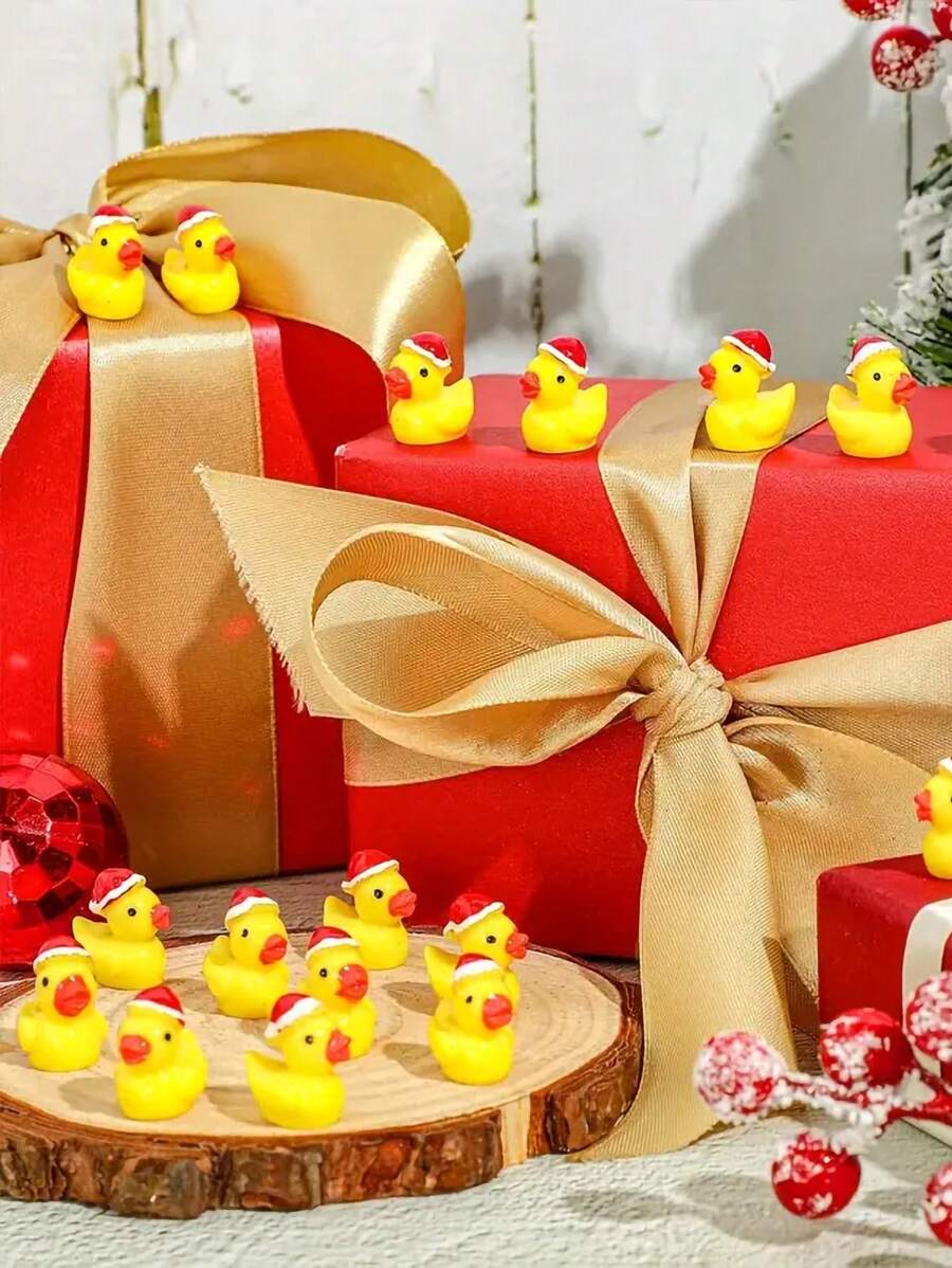 10 件口袋圣诞鸭子拥抱卡 - 励志迷你树脂小雕像，非常适合问候和礼物，适合家人、朋友、同事 - 独特的感谢卡和生日卡 - 彩色 - 查看 1