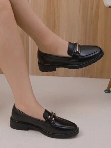 Women's Flat Loafers Slip-On Comfortable Versatile Classic Oxfords - Black - View 2