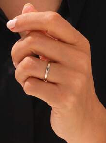 1枚极简主义925纯银镂空素食戒指，精致首饰，女士礼物 - 銀色 - 查看 3
