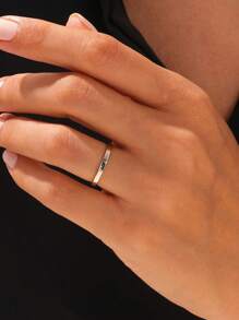 1枚极简主义925纯银镂空素食戒指，精致首饰，女士礼物 - 銀色 - 查看 6