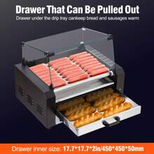 EastVita 30 Hot Dog 11 Roller Grill Cooker Machine With  Cover,1950W Stainless Commercial Sausage Grill Cooker Machine - US B Type Plug(110-127V) - View 4