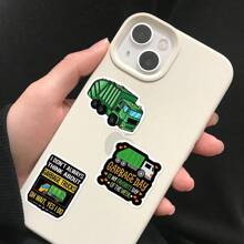 50张卡通垃圾车涂鸦贴纸，适用于装饰滑板、电脑、水杯、头盔、书桌、手机壳等DIY创意贴纸拼贴 - 彩色 - 查看 7