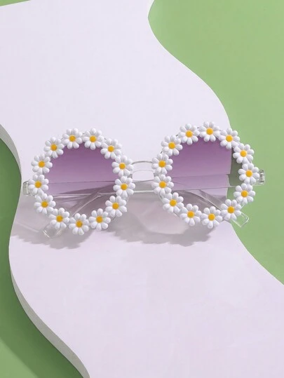 1 st. Söta Daisy Flower-dekorerade modeglasögon för barn