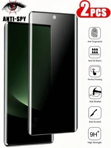 2 件 9H 3D 曲面防窥钢化玻璃膜，兼容三星 Galaxy/兼容小米/Redmi/兼容华为/Honor/POCO//Magic 5 6 Lite Reno Realme Note 15 14 Pro，无气泡，超级坚固的包装盒和质量，隐私屏幕保护膜全覆盖显示屏保护玻璃膜[不支持指纹解锁] - 2Pcs Anti spy - 查看 2