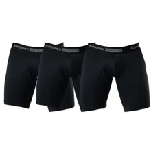 Kit 3 Long Leg Boxer Briefs Anti-Chafing Sports Gym Running Training Microfiber Keeper - 黑色 - 查看 1