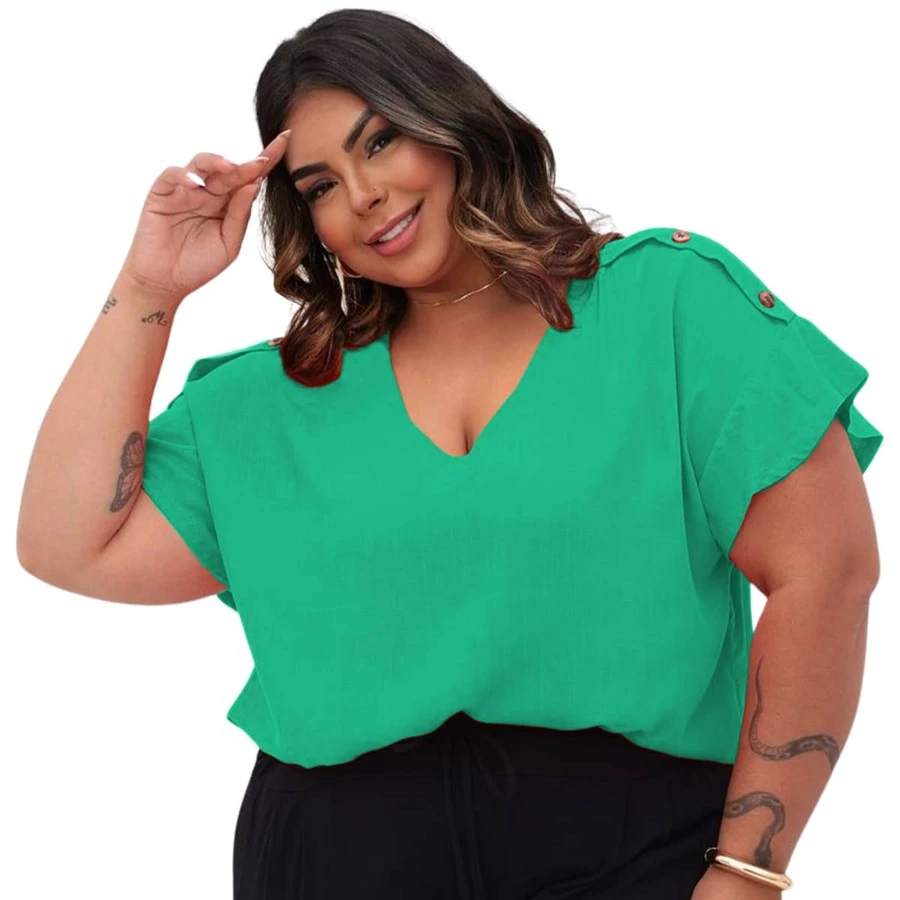 Women's Plus Size Formal Blouse Large Size Button Shoulder G1 G2 G3 Luxury Party - 綠色 - 查看 1