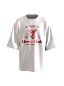 Basic Oversized Shirt With White Streetwear Print Cotton Mesh For Men And Women - White - View 3