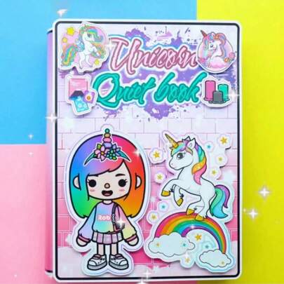 Toca Unicorn Toca World Girls Role Play DIY Quiet Book Paper Doll Handmade Craft Set For Children