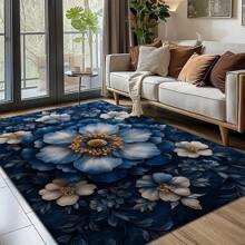 1 件 3D 复古花卉地毯，创意欧美植物元素矩形柔软防滑地毯，适用于户外、入口、客厅、卧室、洗衣房、浴室、游戏室、可机洗装饰垫，适合四季、家居装饰
