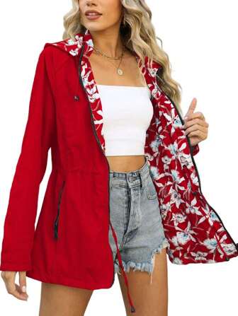 Damer avslappnad dubbelsidig långärmad jacka