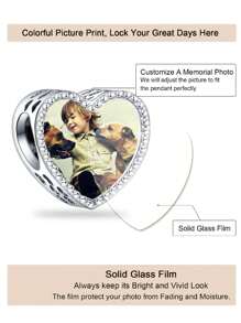 1pc Personalized Custom Photo Bracelet Charm For Women Mother, Mother's Day Father's Day Picture Necklace Charm, Photo Anklet Charm, Heart Picture Beads With Paw Feet Print Gift For Father Daughter Present Girlfriend Wife Best Friend Valentines