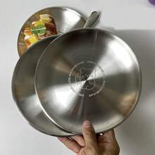 [Gấu] Khay kim loại thép không gỉ phong cách Hàn Quốc, Đĩa tráng miệng lan truyền, Đĩa phẳng tròn dày - Xám - Xem 5